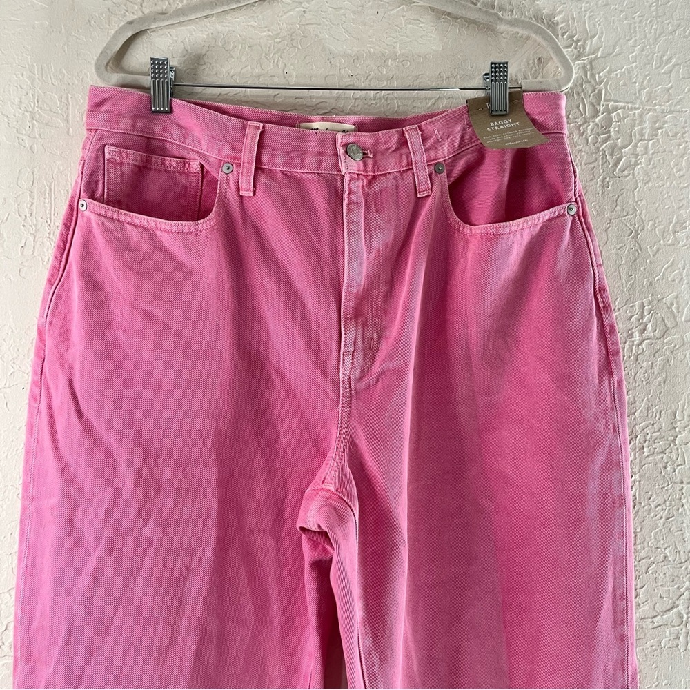 Madewell Baggy Straight Jeans: Garment Dyed Edition in Retro Pink - Picture 7 of 14